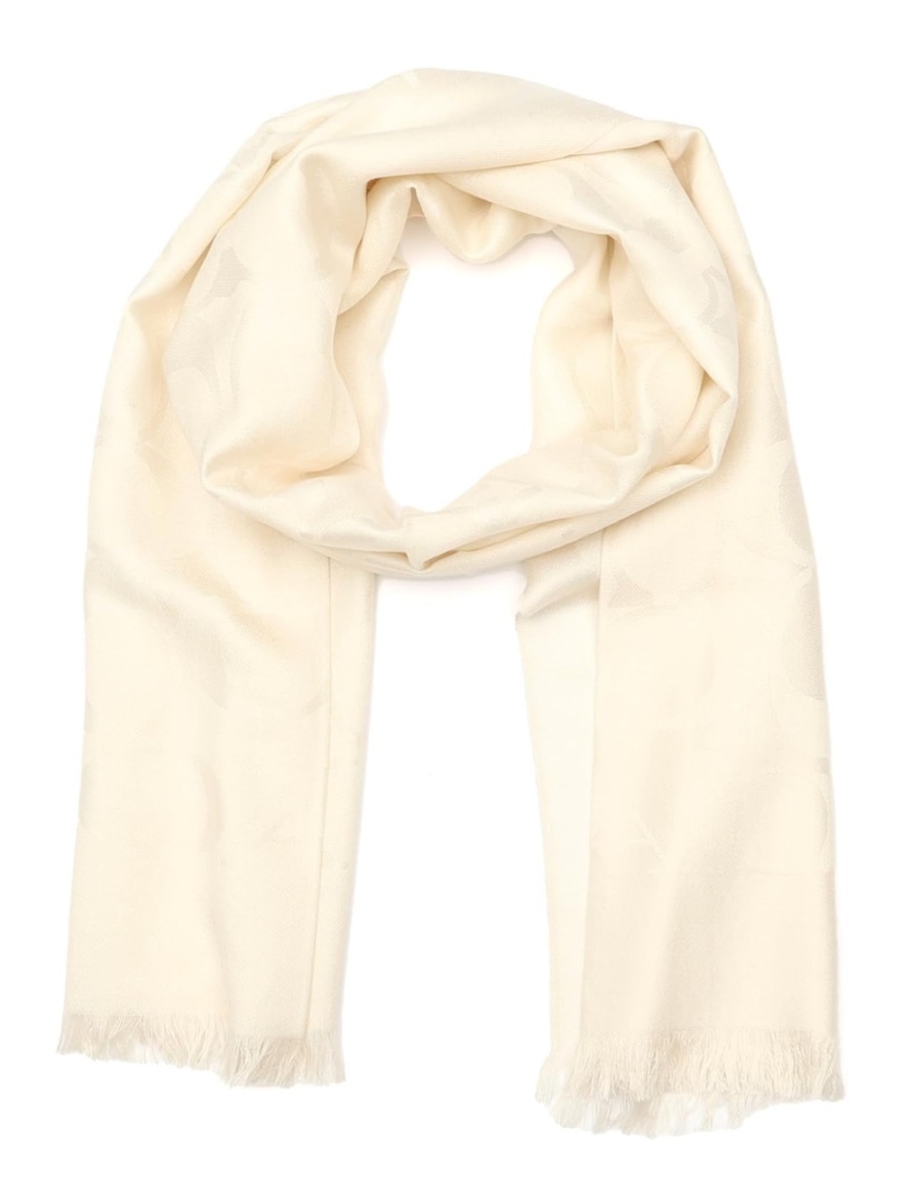 Coach Ivory Cream Logo Fringe Singature Scarf New